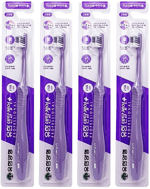 유한덴탈케어 프로페셔널 치과전용 교정용 칫솔 부드러운정도 7.0 퍼플, 1개입, 4개