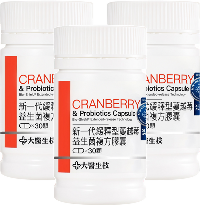 大醫生技 蔓越莓益生菌複方膠囊, 30顆, 3罐