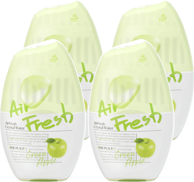 에어후레쉬 크리스탈워터 실내용 대용량 방향제 본품, 400ml, 4개, 그린애플향
