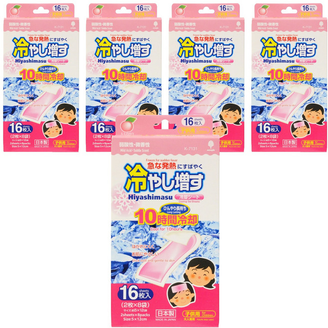 코쿠보 열 냉각시트 어린이 성인 겸용 복숭아향, 16개입, 5개