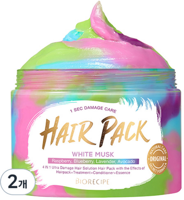 바이오레시피 1초 데미지케어 4 In 1 system 헤어팩, 300g, 2개