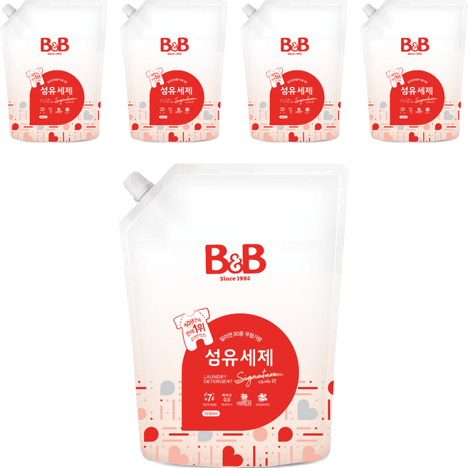 비앤비 유아 섬유 세제 알러젠프리향 캡리필형, 5개, 1.5L