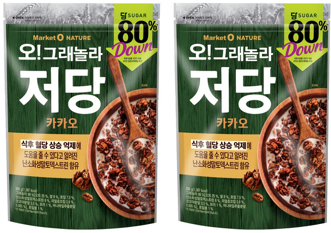 오그래놀라 오리온 저당 카카오 시리얼, 2개, 330g