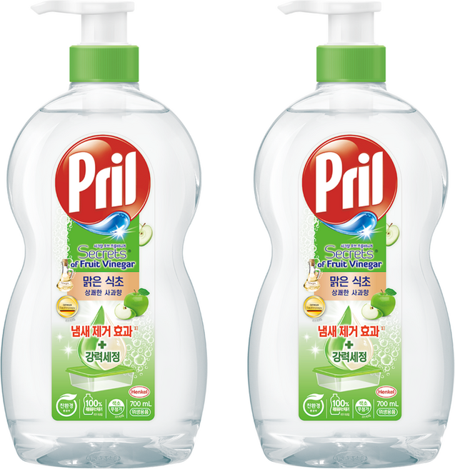 프릴 시크릿 오브 맑은식초 상쾌한 사과향 주방세제, 700ml, 2개