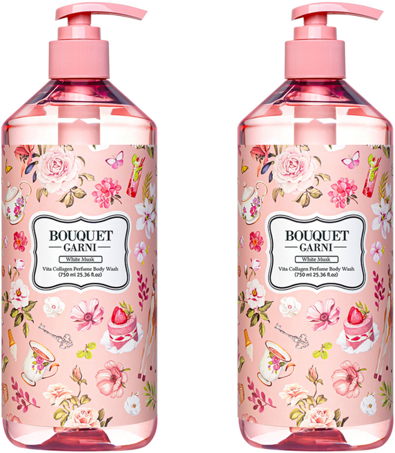 부케가르니 비타콜라겐 퍼퓸 바디워시 화이트머스크, 750ml, 2개