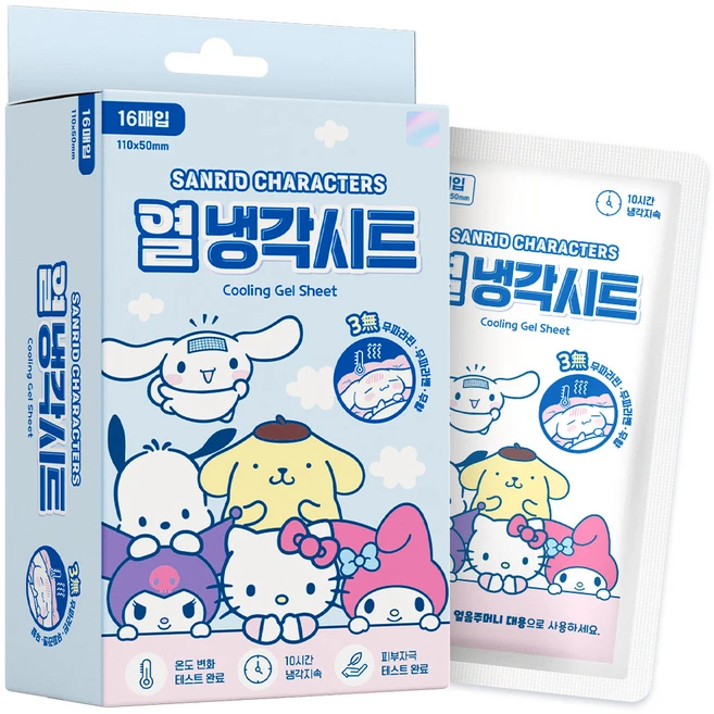 아텍스 산리오캐릭터즈 열냉각 시트, 16개입, 1개 - 쿠팡