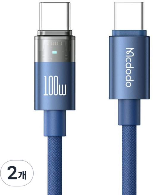 Mcdodo 麥多多 TR Pro Type-C to Type-C PD 高速充電線, 藍色, 2個