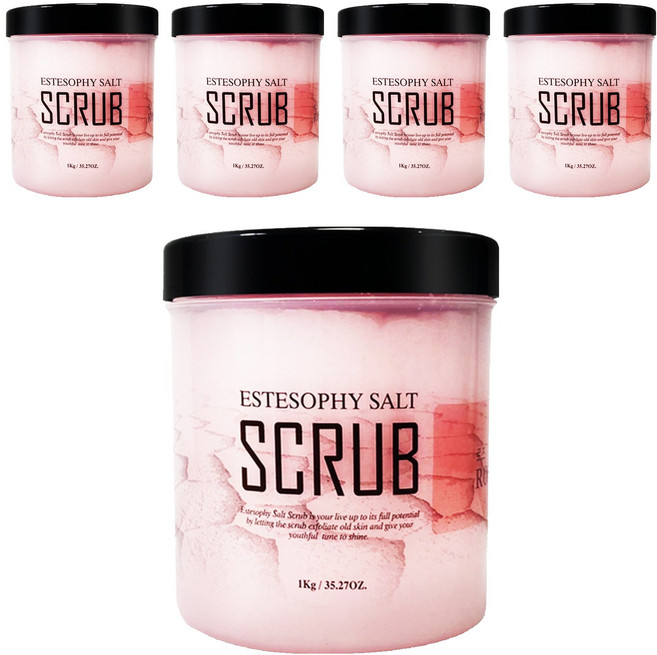 에스테소피 바디 스크럽 솔트 솝 로즈 로즈장미, 1kg, 5개