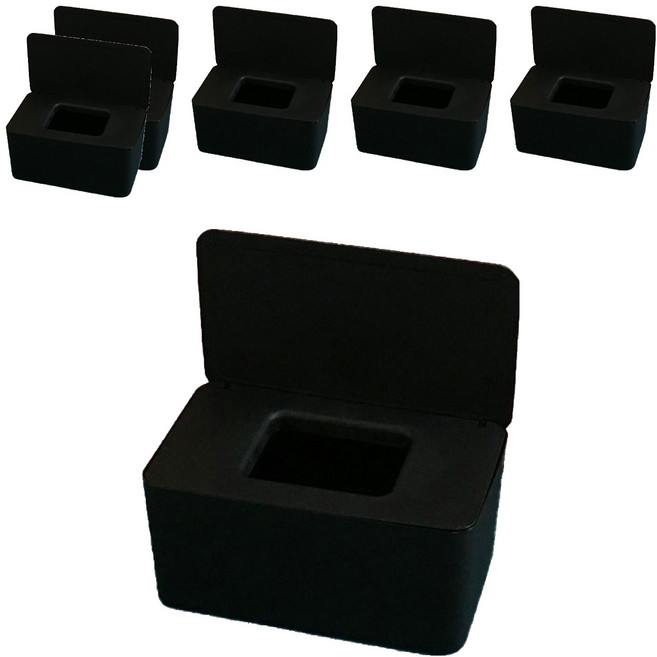 MEO 이중캡 밀폐커버 물티슈 케이스 100매용, 블랙, 6개