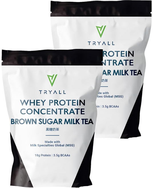TRYALL 濃縮乳清蛋白 黑糖奶茶, 2包, 500g