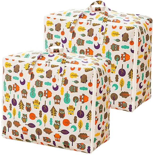 패브릭 이불 정리가방 중형 55 x 30 x 20 cm, 부엉이, 2개
