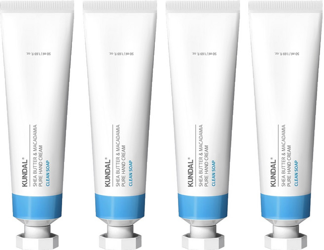 쿤달 시어버터 앤 마카다미아 퓨어 핸드크림 클린솝, 50ml, 4개