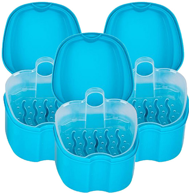 틀니보관함 청녹색 대, 1개입, 3개