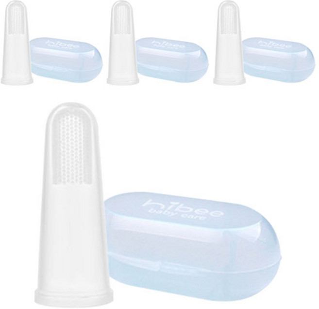 하이비 실리콘 손가락칫솔 + 케이스, 혼합색상, 4세트