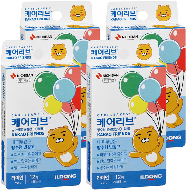 케어리브 카카오프렌즈 방수형 멸균반창고 라이언, 12개입, 4개