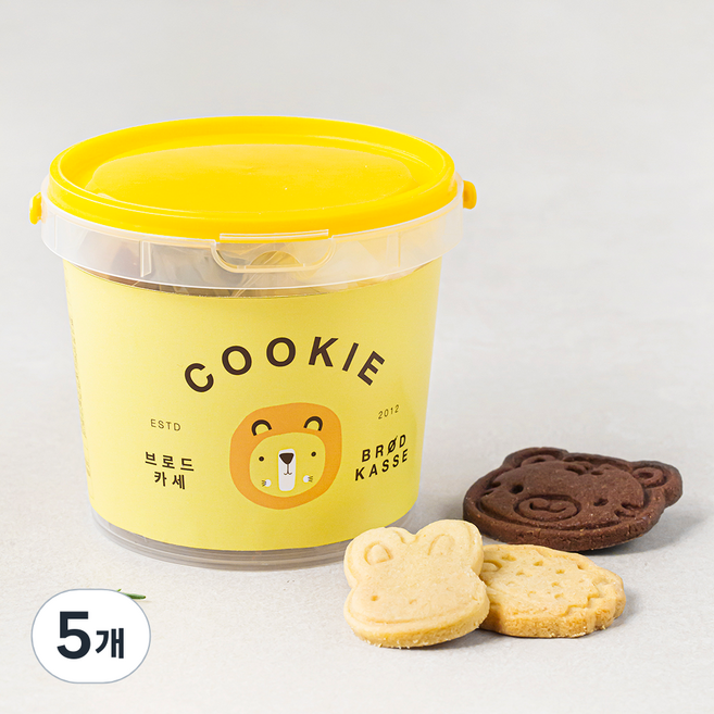 브로드카세 어쏘티드 동물쿠키 미니버켓 노랑, 120g, 1개입, 5개