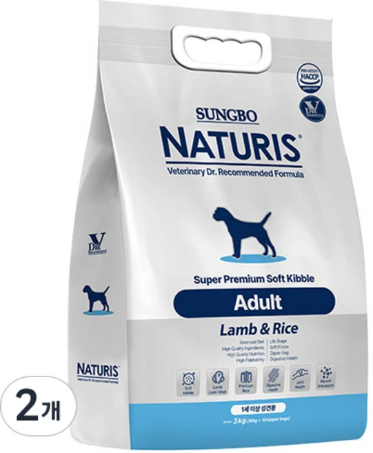 네츄리스 어덜트 강아지 소프트 사료, 양, 3kg, 2개 - 쿠팡