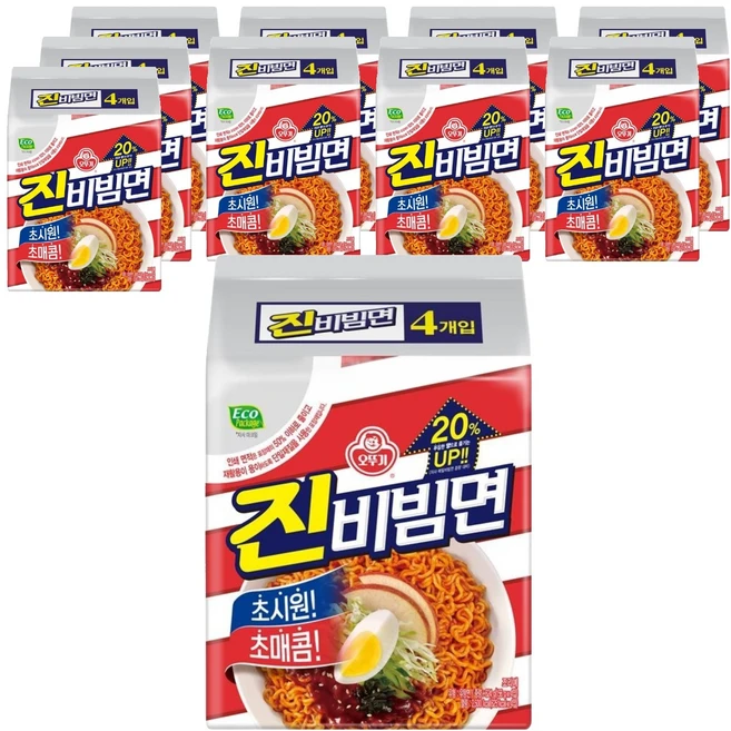 오뚜기 진비빔면 156g, 40개 (4개입 X 10개) - 쿠팡