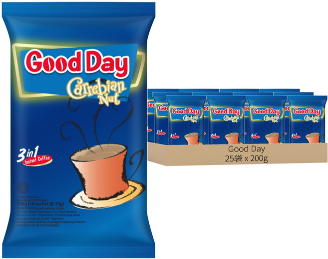 Good Day Carrebian Nut 榛果三合一咖啡, 20g, 10包, 25袋