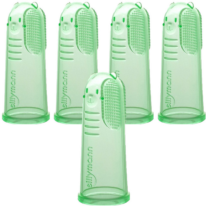 실리만 국내생산 실리콘 손가락 칫솔_투명그린, 투명그린, 5개, 1개입