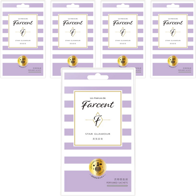 Farcent 衣物香氛袋, 真我星夜, 30g, 5盒