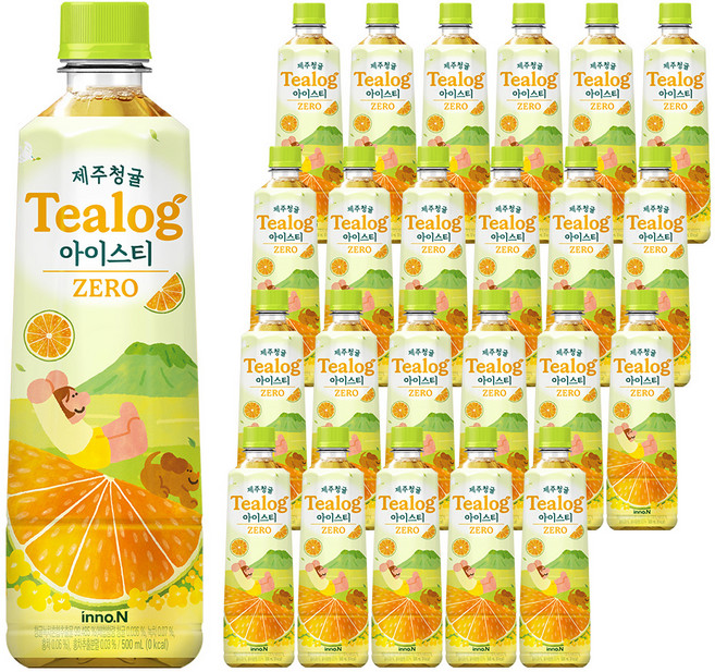 티로그 제주청귤 아이스티 녹차 제로, 500ml, 24개
