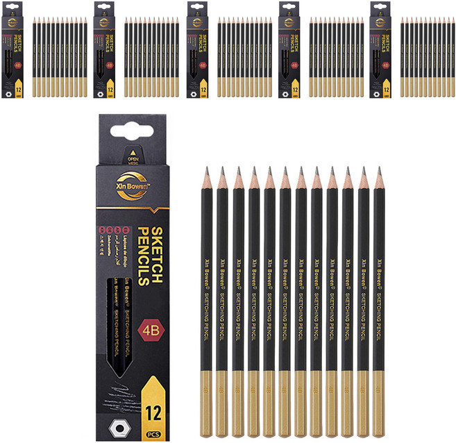 전문가용 드로잉 연필 12개 세트, 4B, 6세트