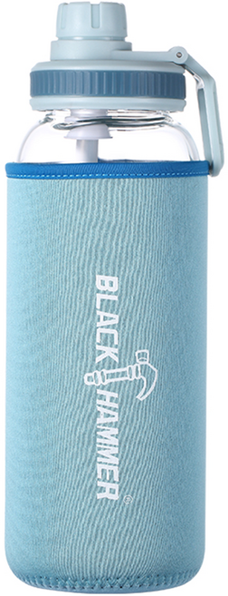 BLACK HAMMER 台灣公司貨 Drink Me 耐熱玻璃水瓶 BH-G1010PB, 粉藍色, 1.01L, 1個