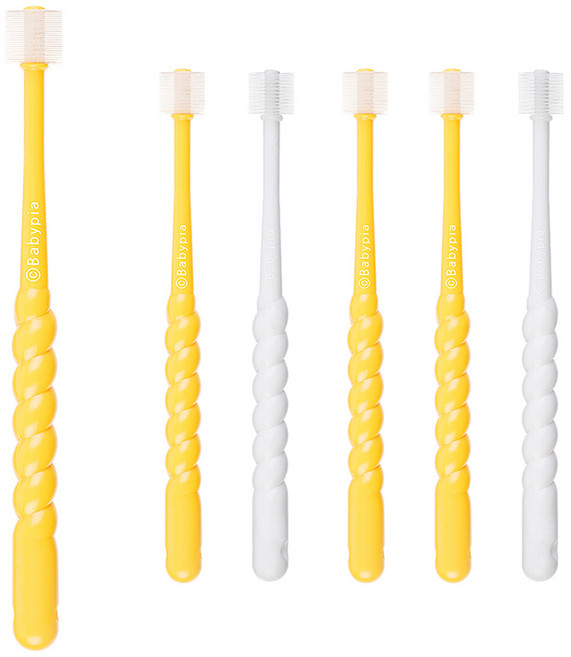 예꼬맘 360도 1단계 영유아칫솔, 옐로우, 3개입, 2개