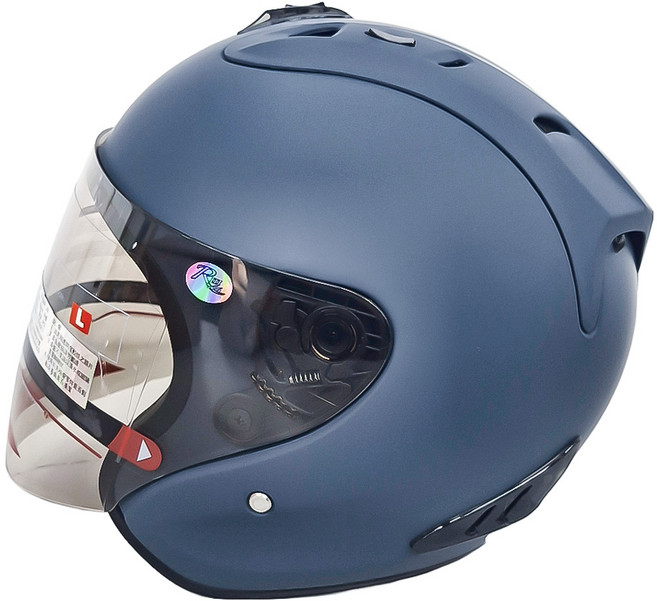 FIGHTER HELMET 普通型露臉式機車防護頭盔 含一層護目鏡 R3-A6, 消光閃藍色