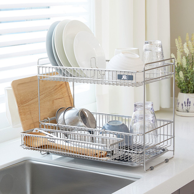 제이비제이 코모드 올스텐 식기건조대, 2단, 혼합색상, 1개