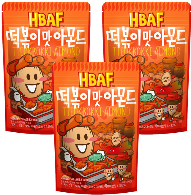 HBAF 杏仁果 辣炒年糕風味, 120g, 3包