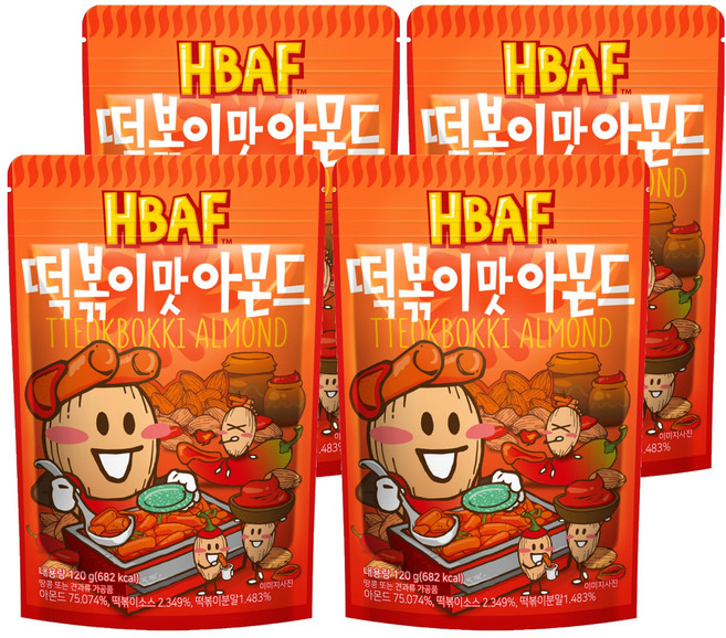 HBAF 杏仁果 辣炒年糕風味, 120g, 4包