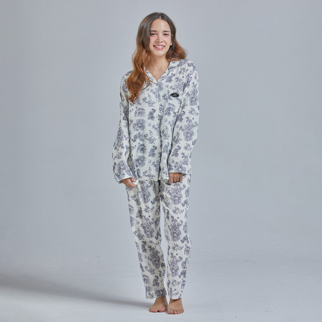 폴앤안나 여성용 코브 긴소매 면 파자마 세트