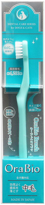 OraBio 犬用中毛牙刷 JP-RN-412, 藍色, 1支