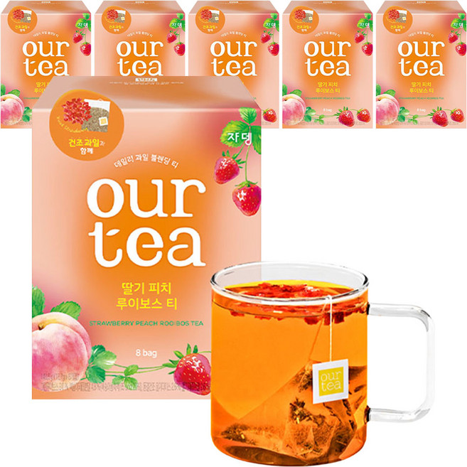 아워티 쟈뎅 딸기 피치 루이보스 티, 18.7g, 8개입, 6개