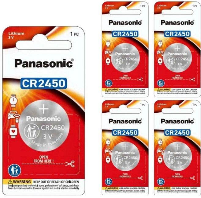 파나소닉 리퓸 코인 건전지 CR2450, 1개입, 5개