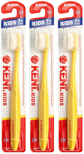 켄트 키즈 초극세모 칫솔, 옐로, 1개입, 3개