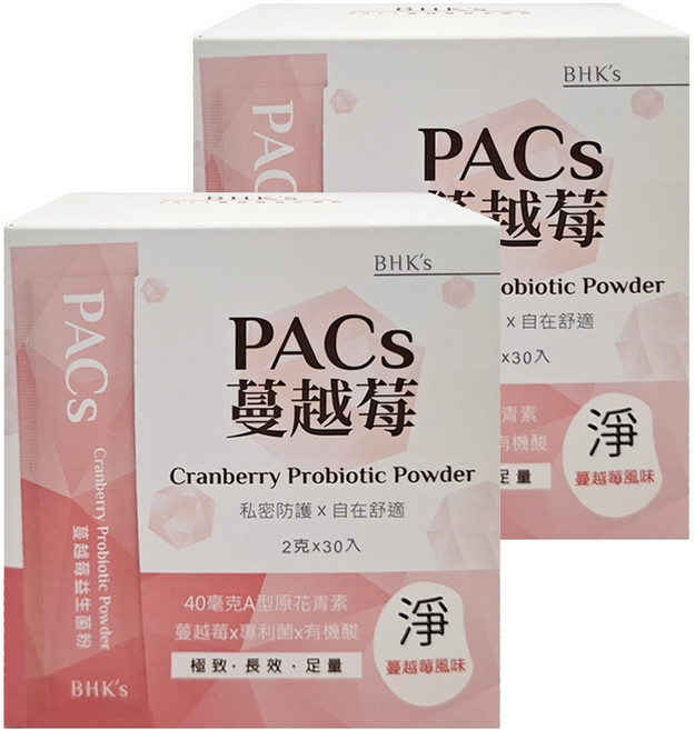BHK's PACS 蔓越莓益生菌粉, 30包, 2g, 2盒