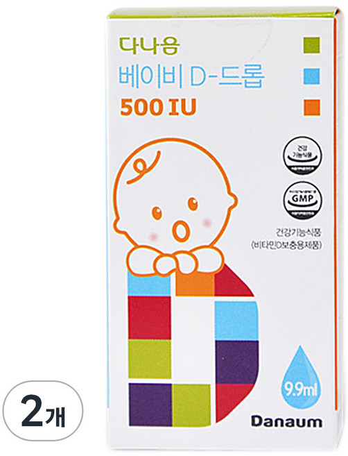 다나음 베이비 D 드롭 500 IU 유아비타민, 9.9ml, 2개