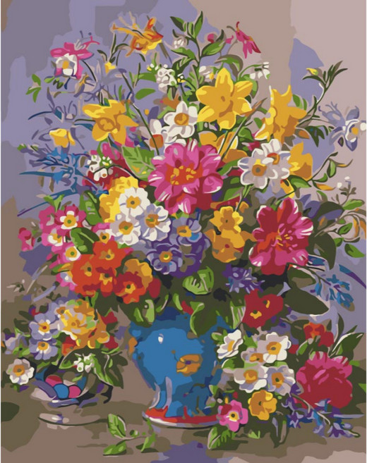 모모픽스페인팅 DIY 명화 그리기 세트 40 x 50 cm, 파란 꽃단지, 1개