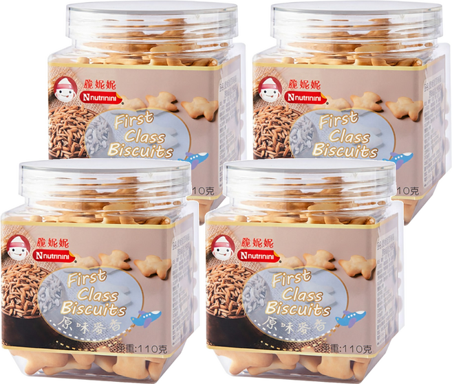 Nnutrinini 脆妮妮 頭等艙飛機餅 1歲以上, 原味麥香, 110g, 4罐