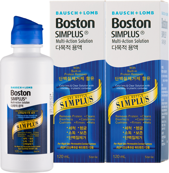 보스톤 심플러스 렌즈 세정액, 120ml, 2개