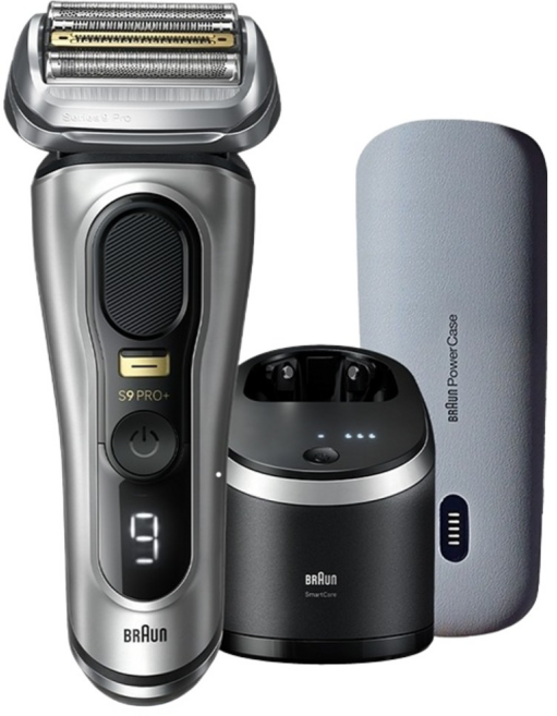 BRAUN 百靈 旗艦9系PRO+ 電動刮鬍刀 附充電旅行盒 + 智慧清潔充電座, 9577cc, 霧面銀