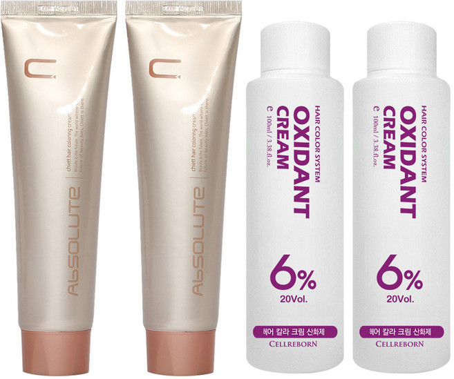 에비뉴쉬에뜨 앱솔루트 컬러링 크림 염색제 120g + 산화제 100ml, 흑색, 2개