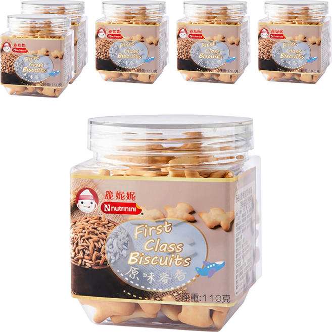 Nnutrinini 脆妮妮 頭等艙飛機餅 1歲以上, 原味麥香, 110g, 6罐
