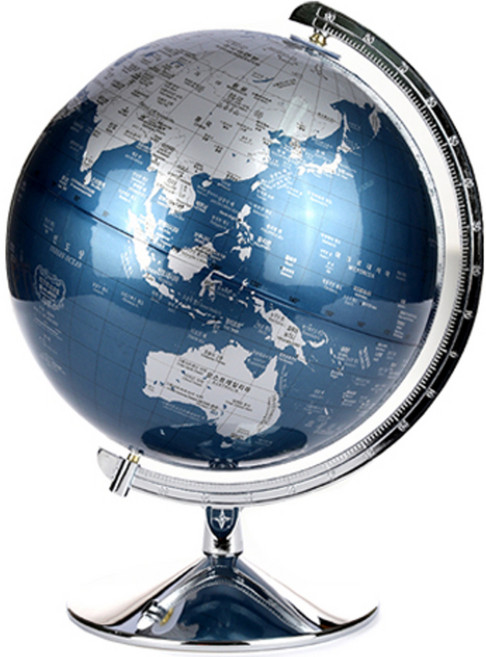 서전지구 장식용 지구본 260 철제받침 + 국기스티커 + 세계전도 + 세계국가정보 책자, 메탈릭 블루