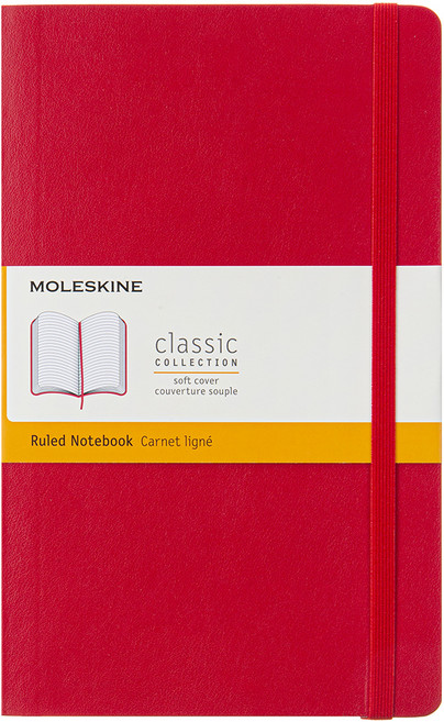 몰스킨 클래식 노트북 소프트 커버 Ruled L 13 x 21 cm, 스칼렛 레드, 1개