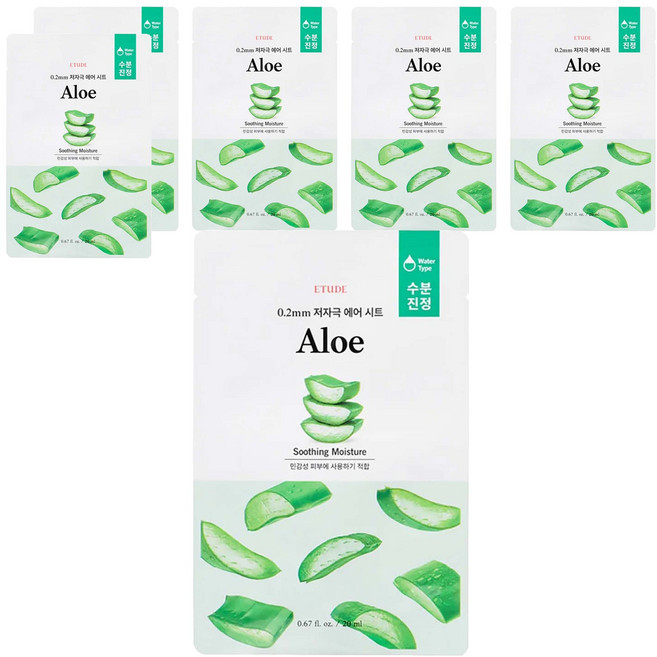 ETUDE 天天敷0.2極肌蜜面膜 蘆薈, 1入, 6組