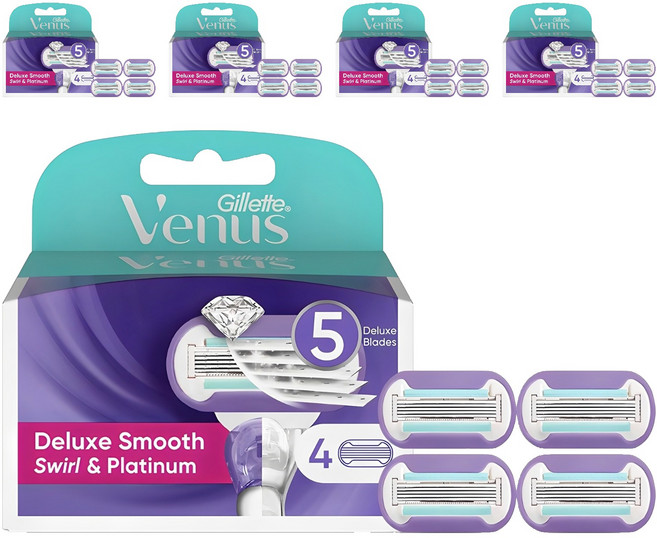 Venus 플렉시볼 스월 면도날, 4개입, 5개